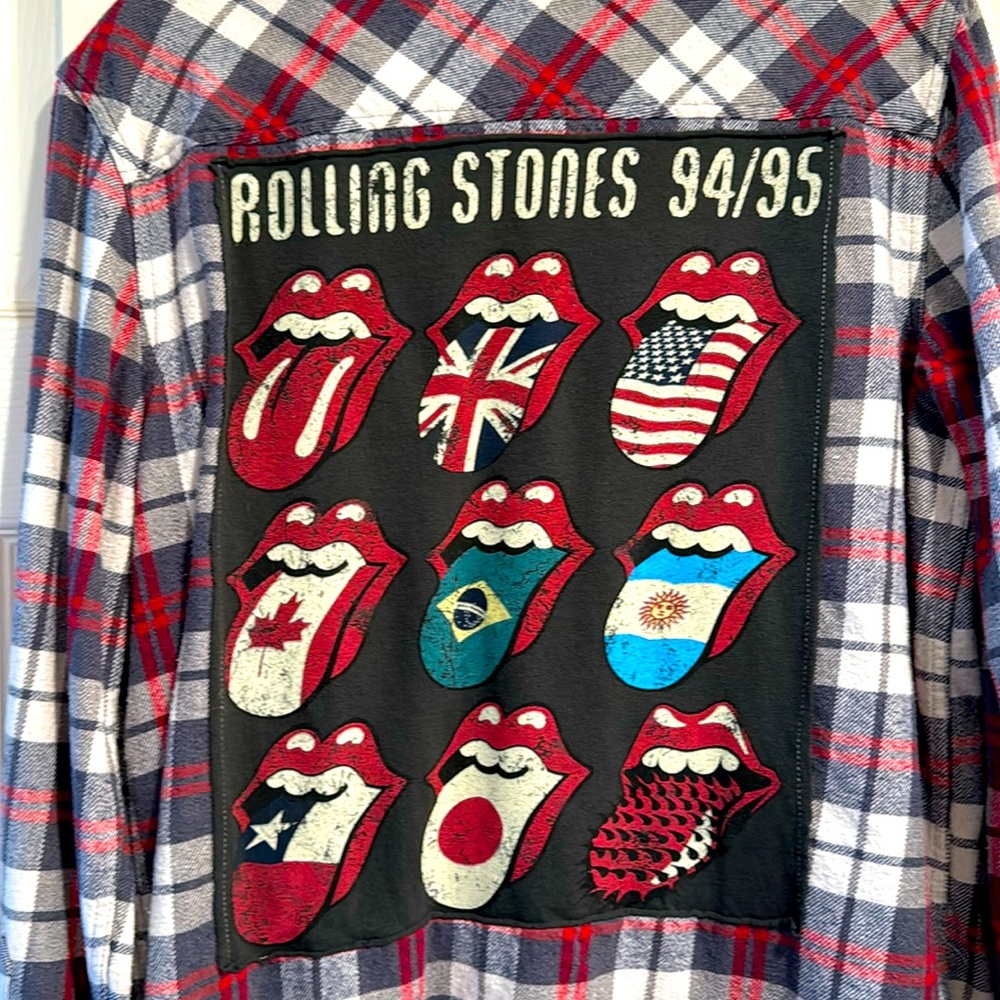 The Rolling Stones Red Gray Graphic Long Sleeve Shirt